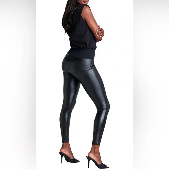 NWT SPANX Black Faux Leather Leggings - Picture 2 of 7